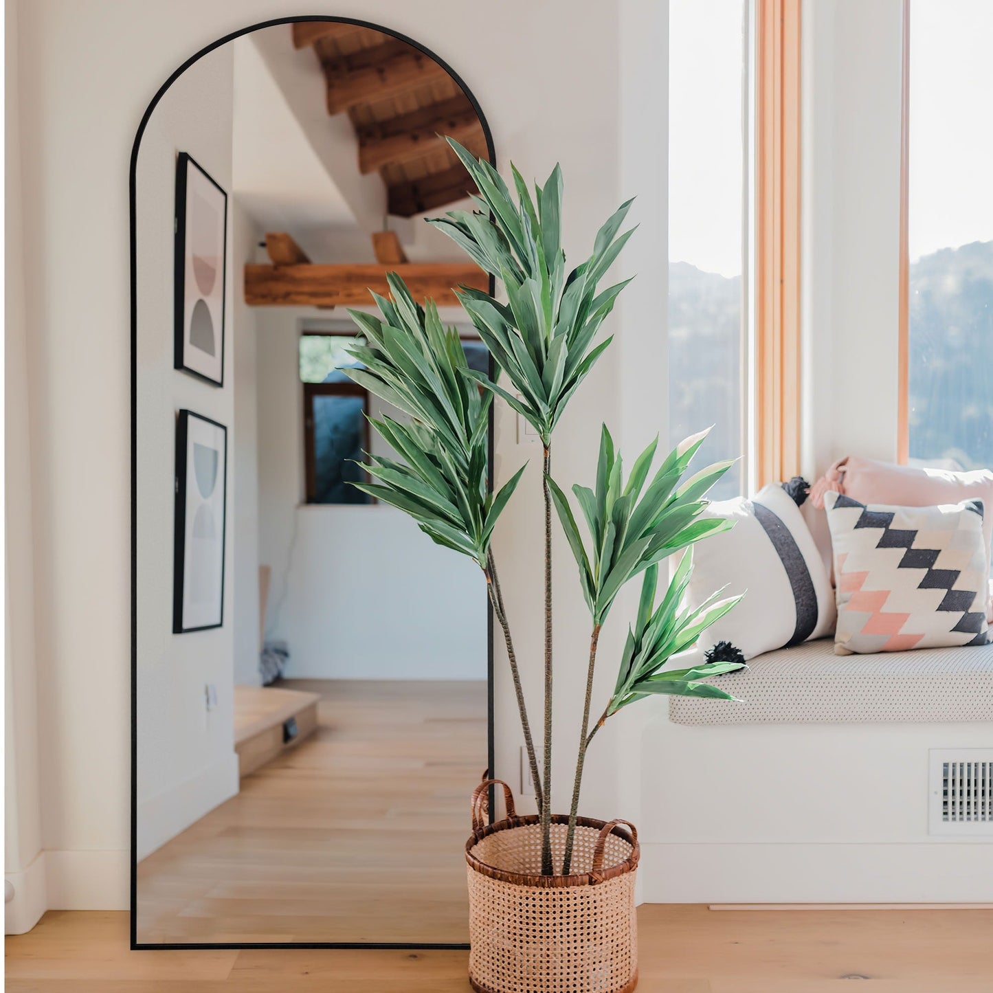 Dovelina Miroir mural à poser, miroir de corps entier, miroir de sol avec arche