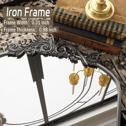 Grand miroir en forme d'arche avec motif floral baroque