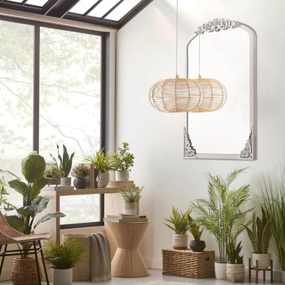 Grand miroir de sol en bois massif sculpté avec arche