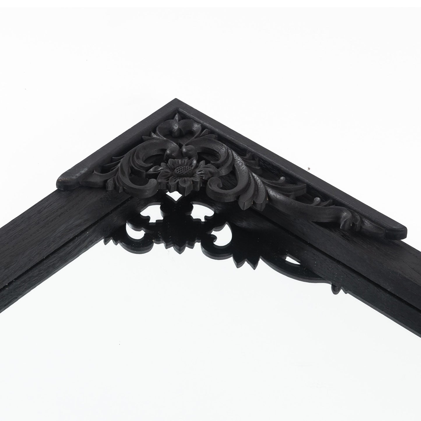 Grand miroir de sol en bois massif sculpté avec arche