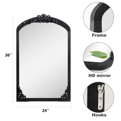 Grand miroir de sol en bois massif sculpté avec arche