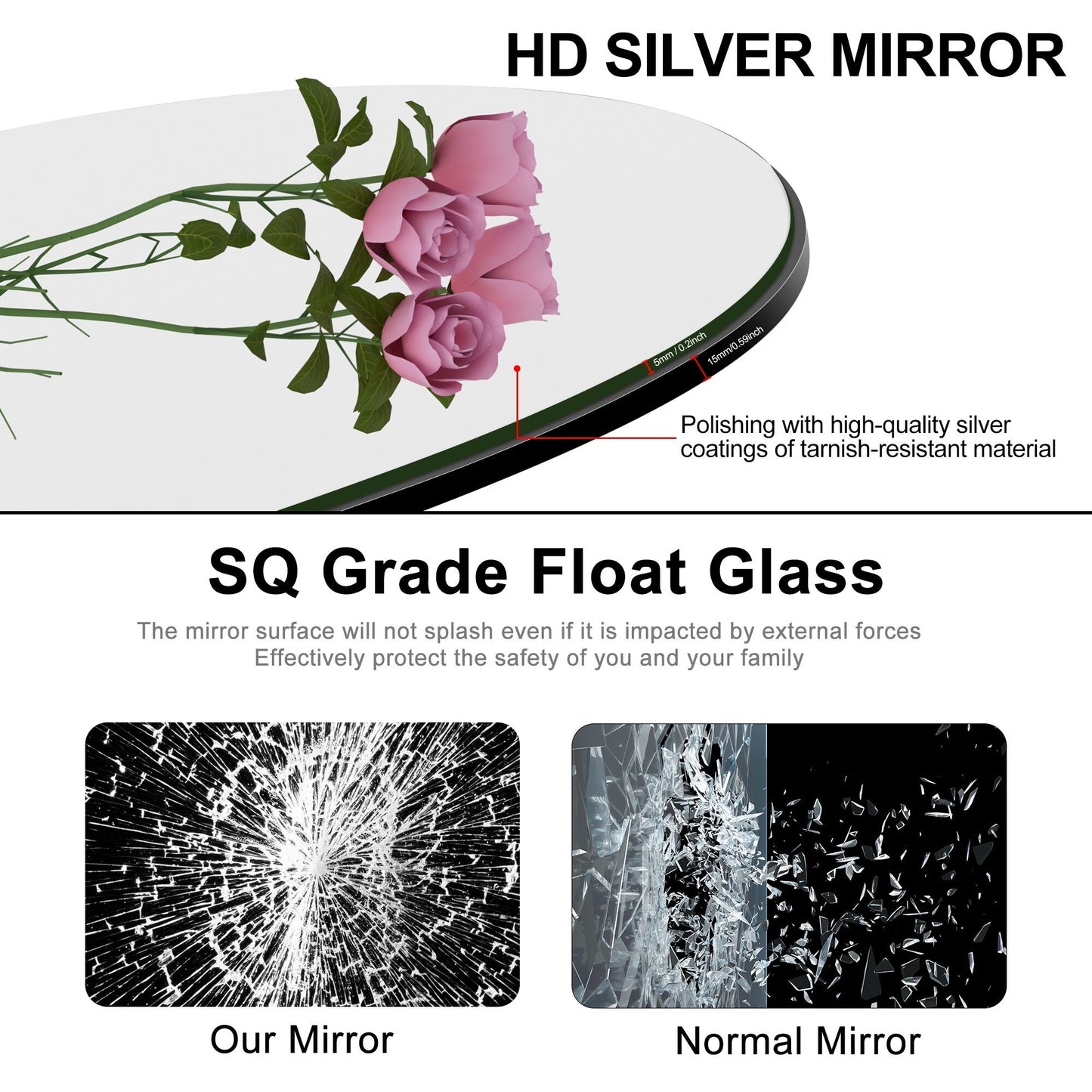 Grand miroir de sol en bois avec arche, miroir mural