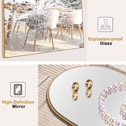 Grand miroir de sol en bois avec arche, miroir mural