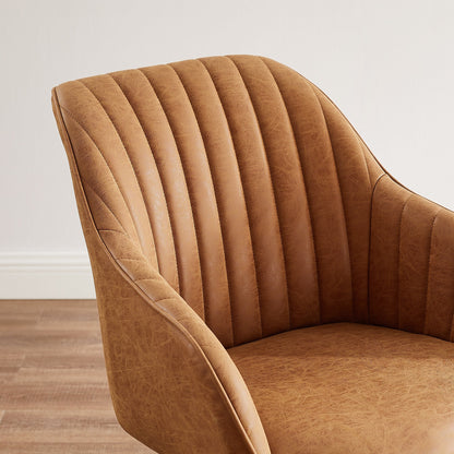 Fauteuil pivotant à accoudoirs pour bureau moderne Art Leon avec pieds en bois