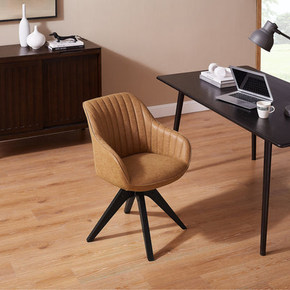 Fauteuil pivotant à accoudoirs pour bureau moderne Art Leon avec pieds en bois