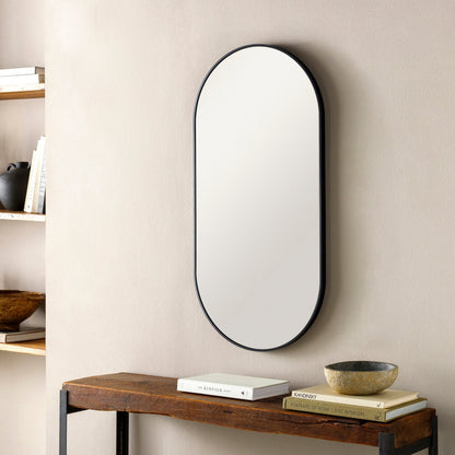 Livabliss Aranya Modern Aluminum Oval Pill-Shaped Accent Mirror