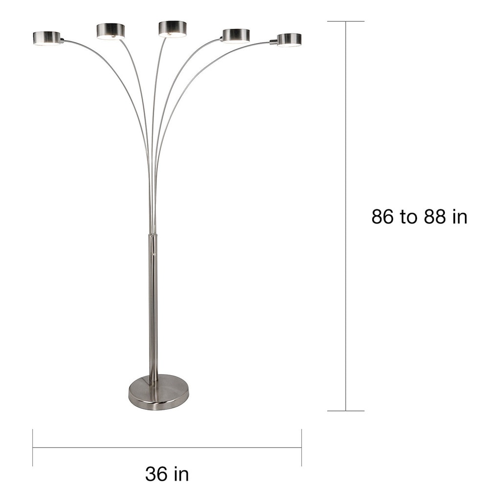Lampadaire à 5 lumières à arche en acier brossé Charlie de Strick &amp; Bolton