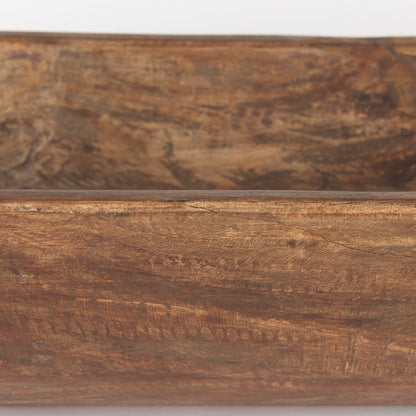 Bol rectangulaire extra large en bois de récupération noir-brun Athena - 26,0L x 10,0l x 7,0H