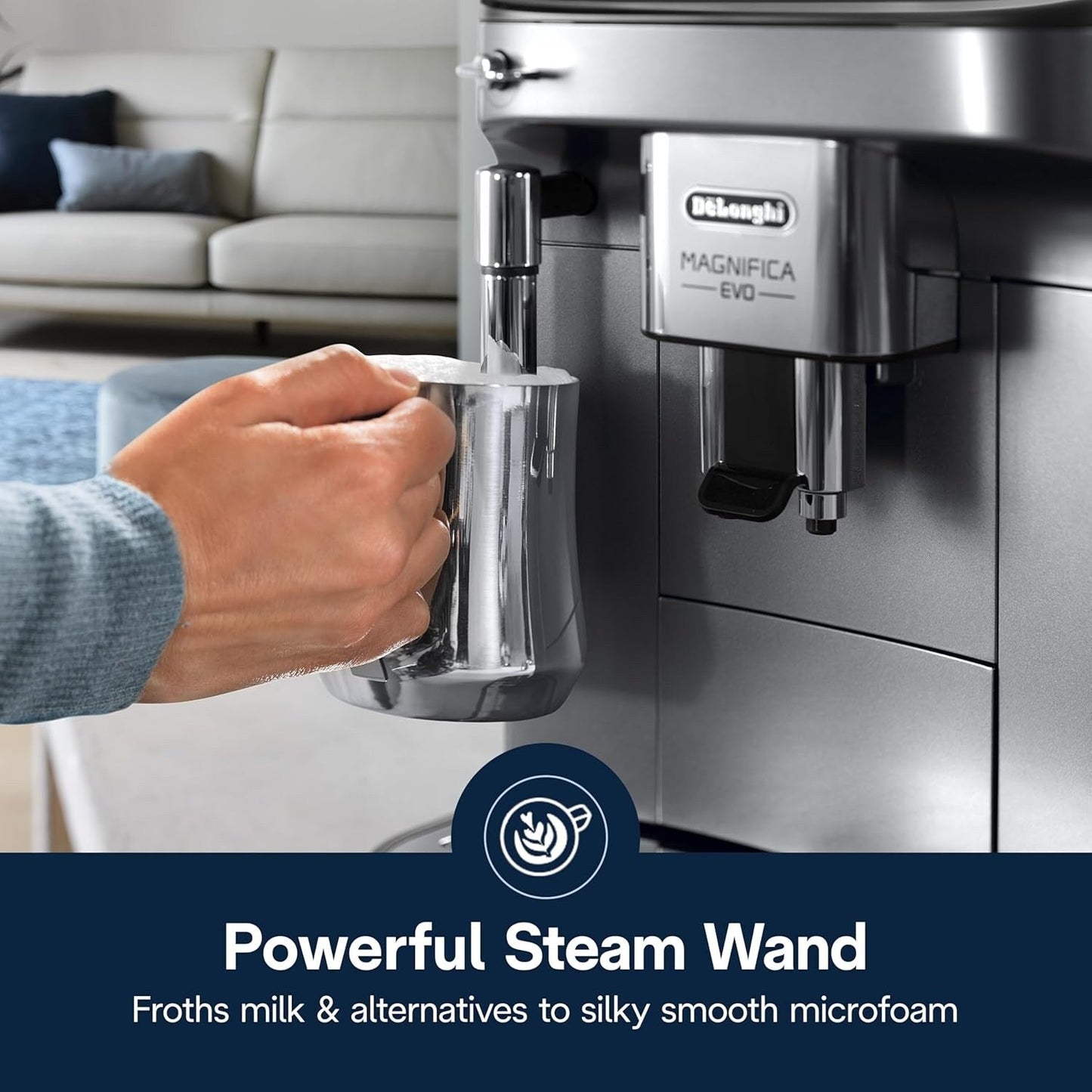 Machine à expresso automatique avec mousseur manuel, broyeur intégré, ECAM29043SB