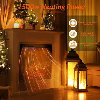 BOSSIN Cheminée électrique 43 pouces avec manteau de cheminée, insert de cheminée électrique 23 pouces, meuble TV indépendant avec foyer en bois