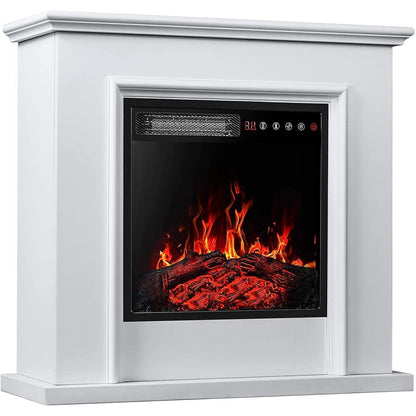 BOSSIN Cheminée électrique 43 pouces avec manteau de cheminée, insert de cheminée électrique 23 pouces, meuble TV indépendant avec foyer en bois