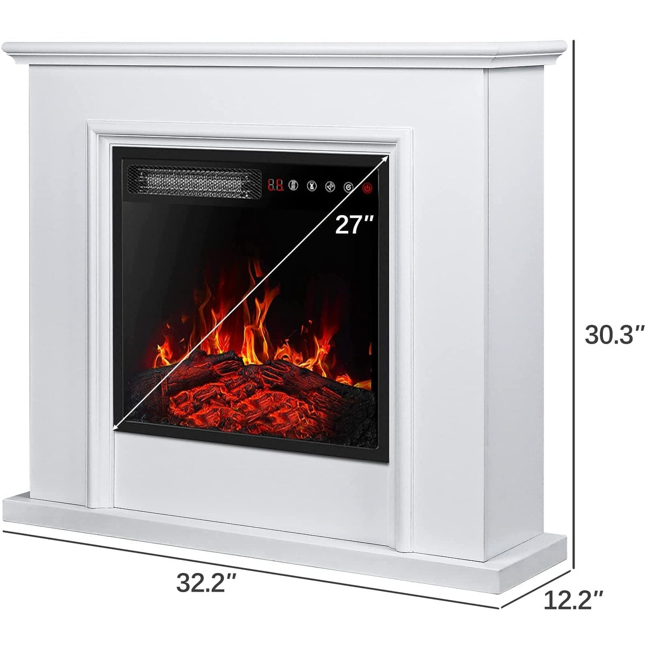 BOSSIN Cheminée électrique 43 pouces avec manteau de cheminée, insert de cheminée électrique 23 pouces, meuble TV indépendant avec foyer en bois