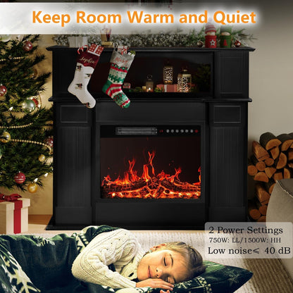 BOSSIN Cheminée électrique 43 pouces avec manteau de cheminée, insert de cheminée électrique 23 pouces, meuble TV indépendant avec foyer en bois
