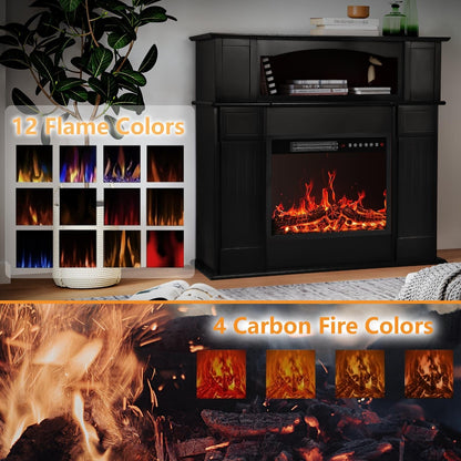 BOSSIN Cheminée électrique 43 pouces avec manteau de cheminée, insert de cheminée électrique 23 pouces, meuble TV indépendant avec foyer en bois