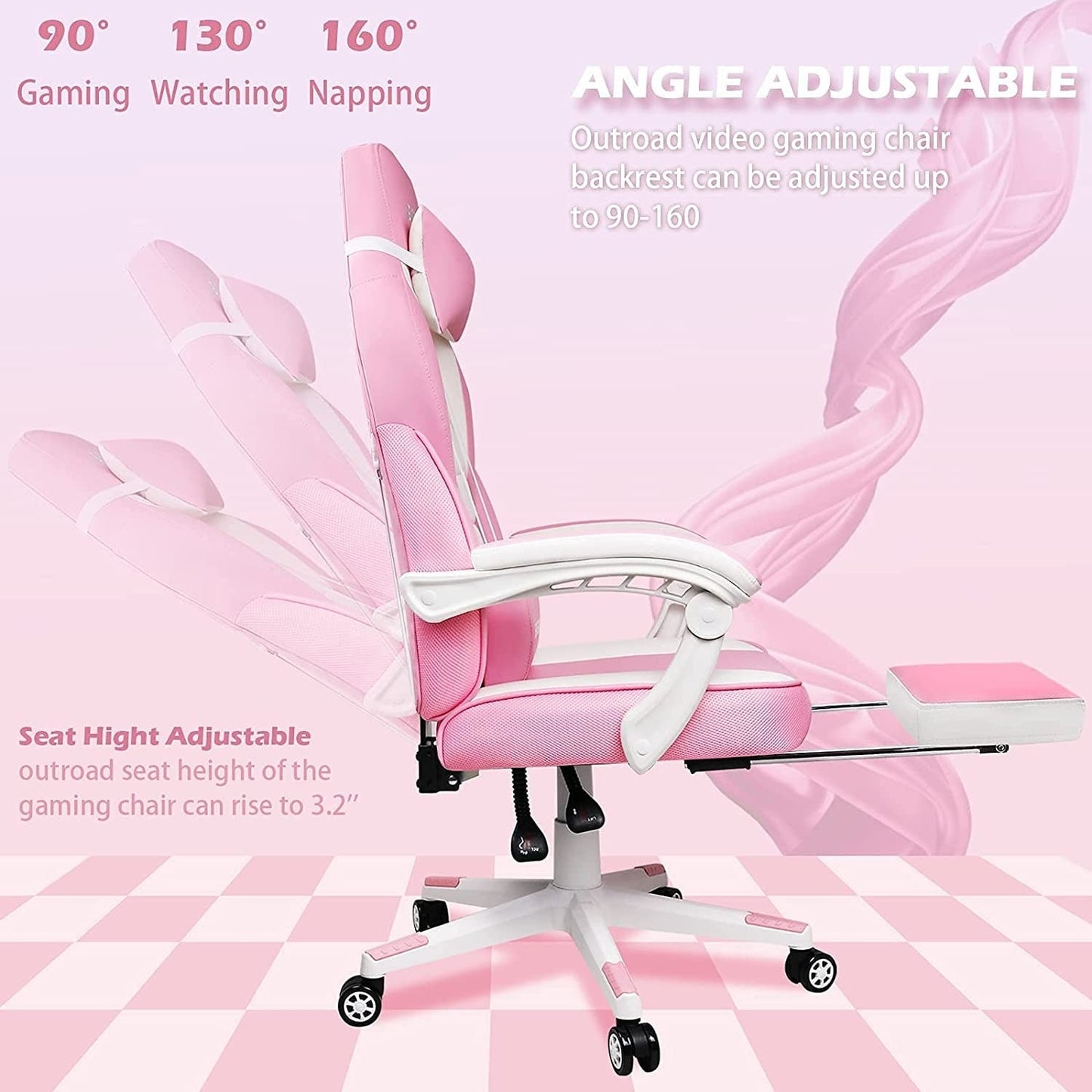 Chaise de jeu de style course BOSSIN, chaise de jeu pour joueurs grands et lourds (jusqu'à 136 kg), chaise de bureau à dossier haut.