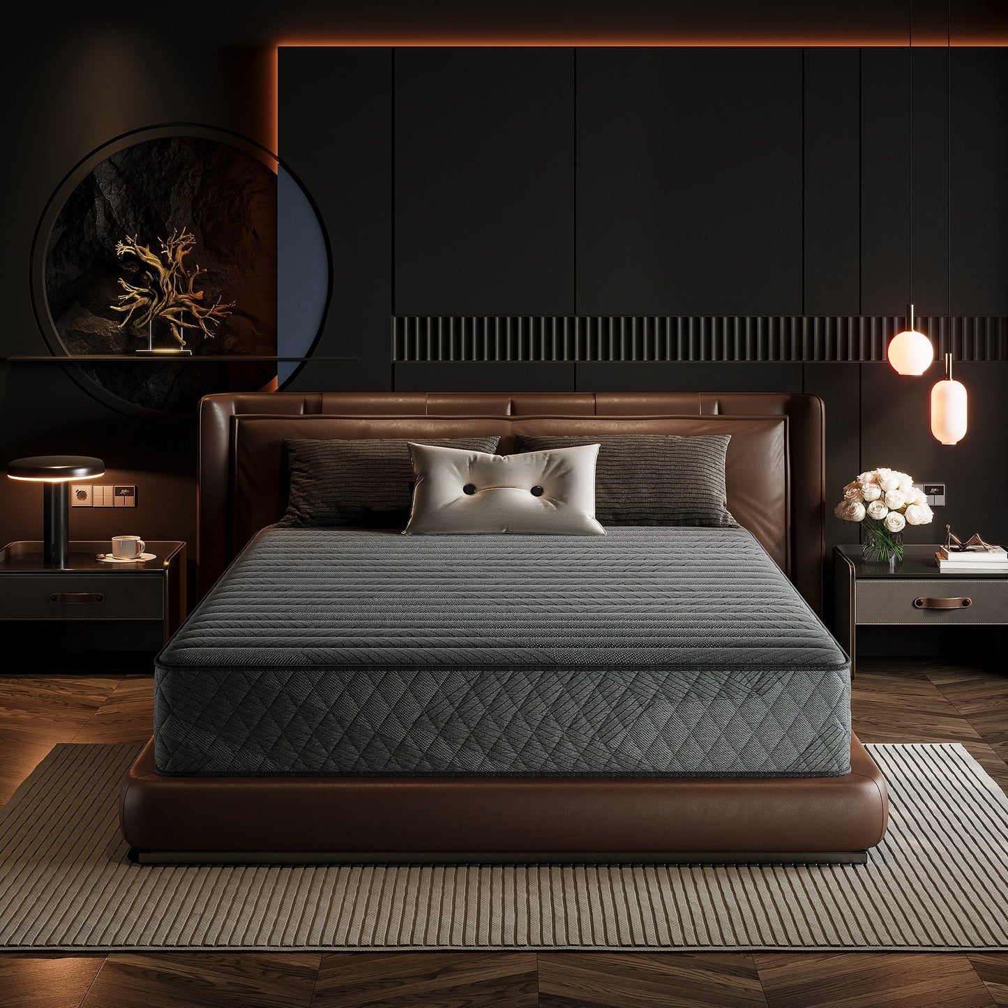 Matelas hybride en mousse à mémoire de forme avec gel, 25 cm (10 po), fermeté moyenne, SweDrea, certifié CertiPUR-US, SGS et OEKO-TEX, respirant et rafraîchissant.