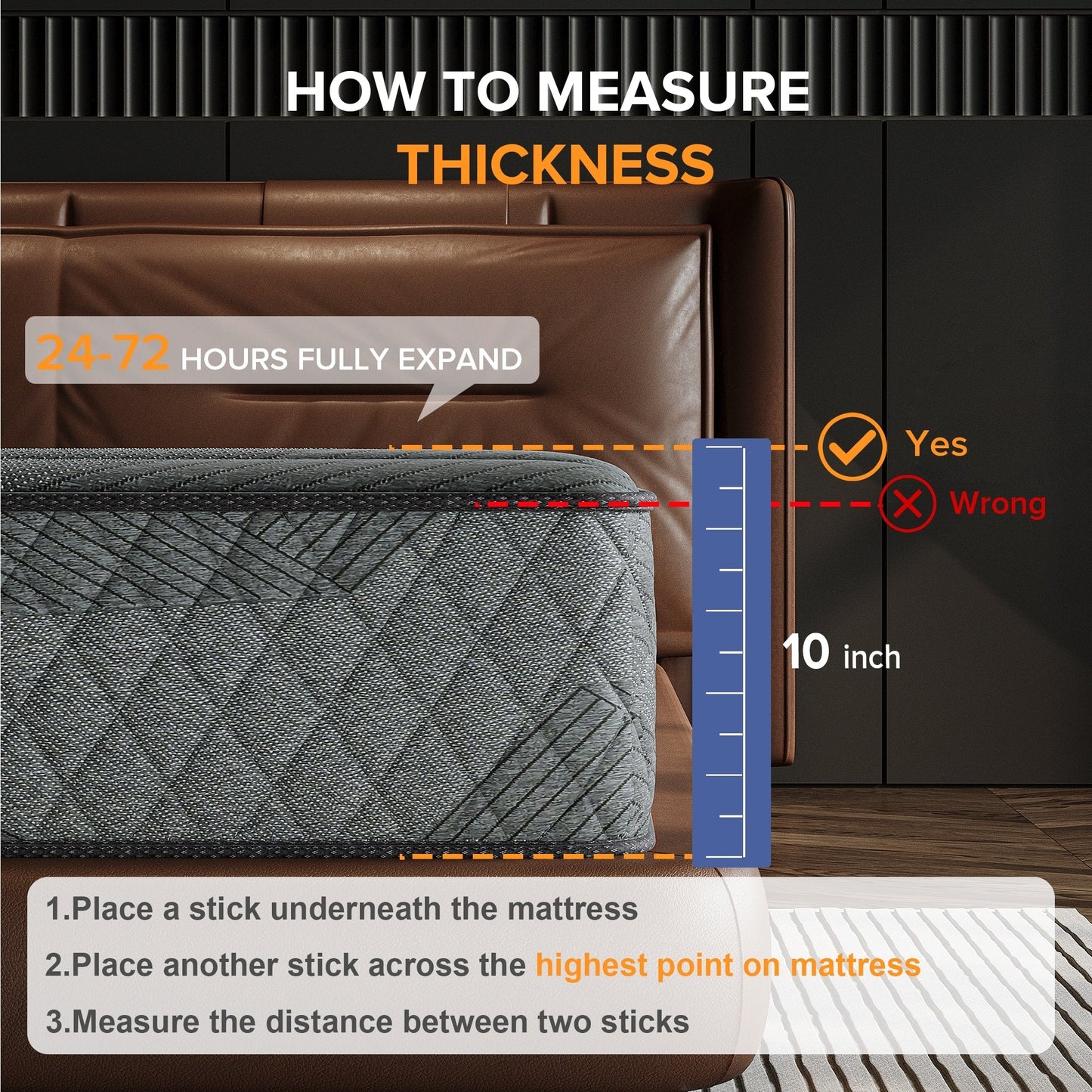 Matelas hybride en mousse à mémoire de forme avec gel, 25 cm (10 po), fermeté moyenne, SweDrea, certifié CertiPUR-US, SGS et OEKO-TEX, respirant et rafraîchissant.