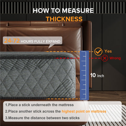 Matelas hybride en mousse à mémoire de forme avec gel, 25 cm (10 po), fermeté moyenne, SweDrea, certifié CertiPUR-US, SGS et OEKO-TEX, respirant et rafraîchissant.