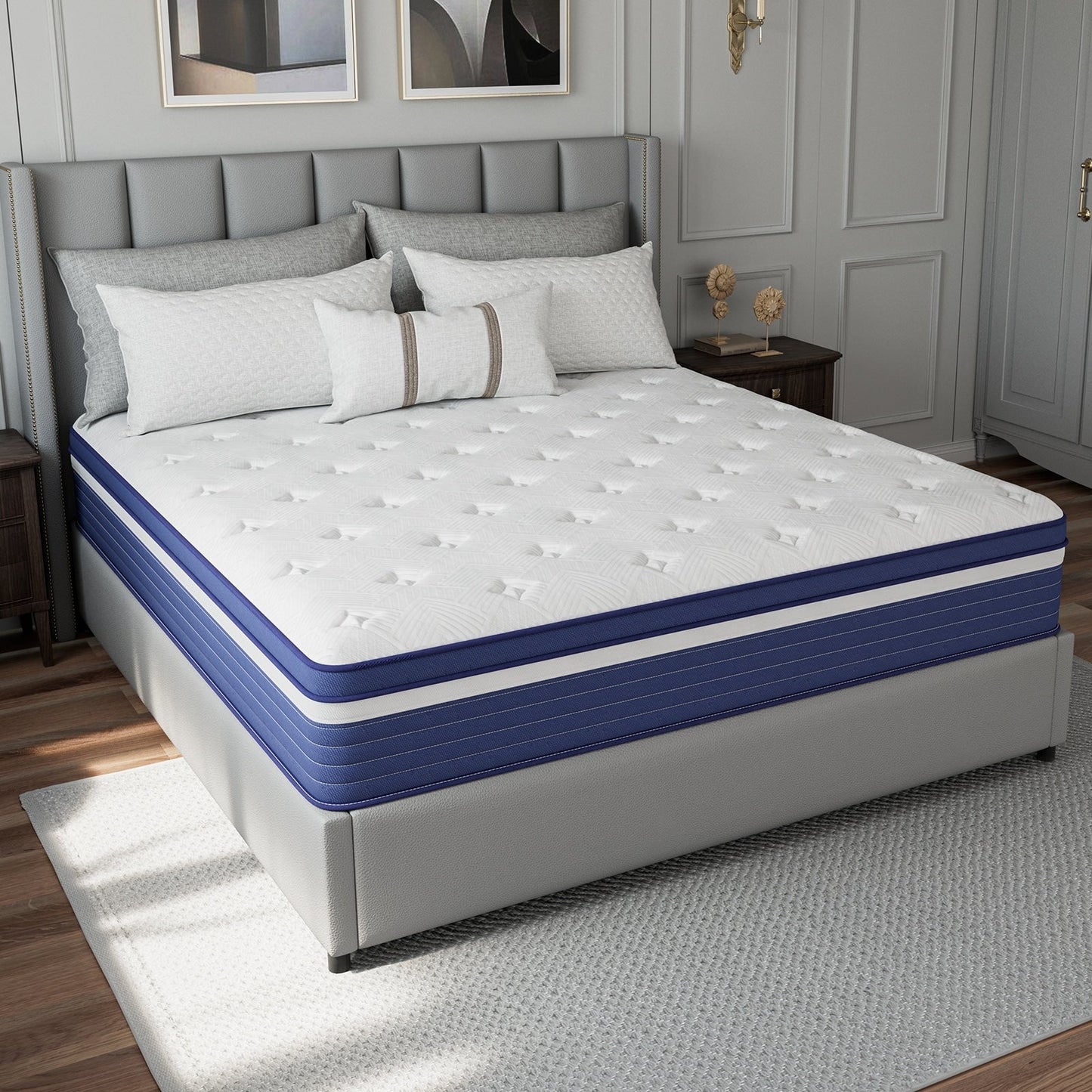 Matelas hybride à ressorts de 25 cm (10 po) SweDrea, à refroidissement et respirant, fermeté moyenne, certifié CertiPUR-US, SGS et OEKO-TEX.