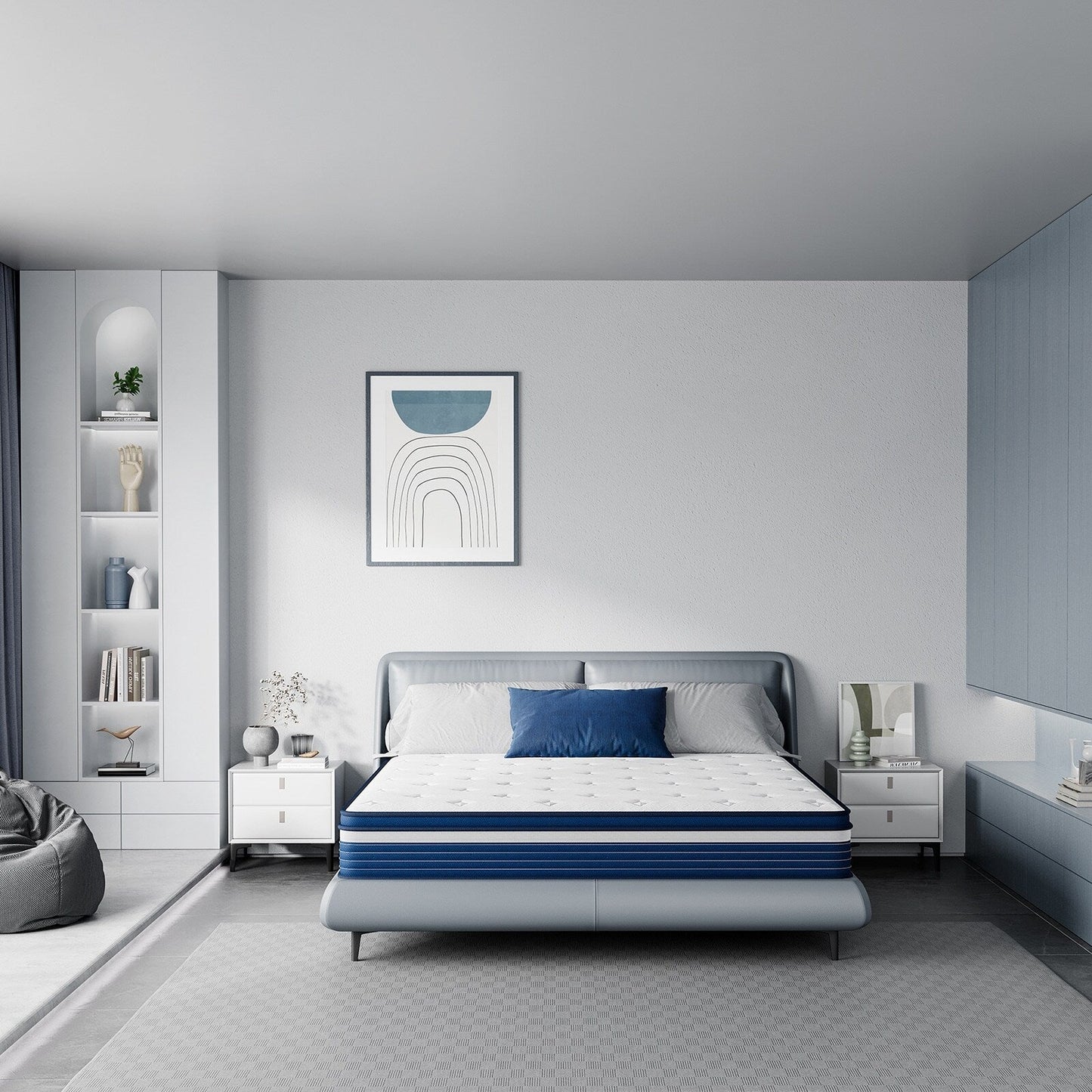 SweDrea Matelas hybride à ressorts de 25 cm (10 po) à effet de soulagement de la pression et rafraîchissant, moelleux, certifié CertiPUR-US, SGS et OEKO-TEX.