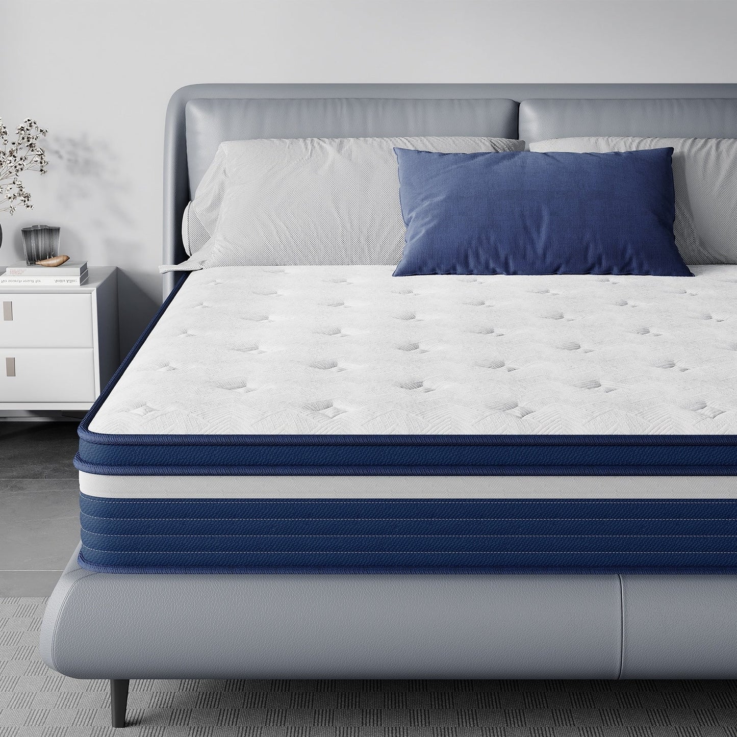 SweDrea Matelas hybride à ressorts de 25 cm (10 po) à effet de soulagement de la pression et rafraîchissant, moelleux, certifié CertiPUR-US, SGS et OEKO-TEX.