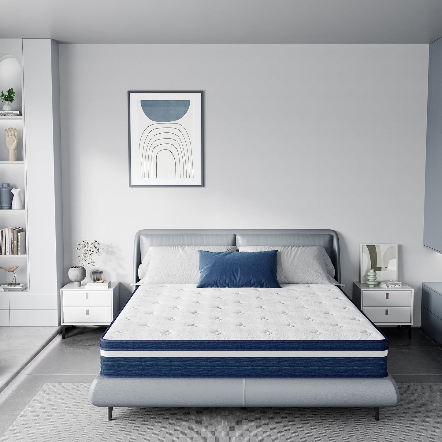 SweDrea Matelas hybride à ressorts de 25 cm (10 po) à effet de soulagement de la pression et rafraîchissant, moelleux, certifié CertiPUR-US, SGS et OEKO-TEX.