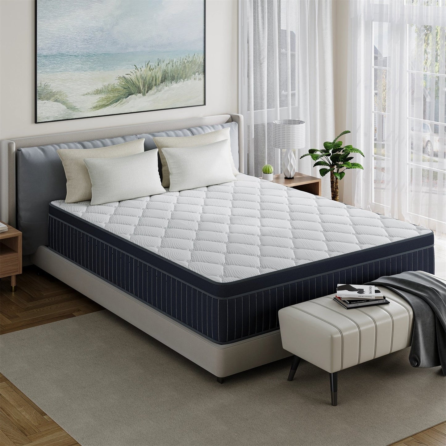 Matelas hybride en mousse à mémoire de forme avec gel, moelleux, respirant et rafraîchissant de 30 cm (12 po) de SweDrea, certifié CertiPUR-US, SGS et OEKO-TEX.