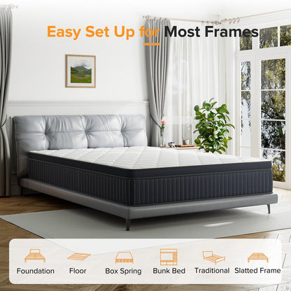 Matelas à ressorts SweDrea 12 pouces, fermeté moyenne, pour soulager les maux de dos et assurer un refroidissement optimal, certifié CertiPUR-US, SGS et OEKO-TEX.