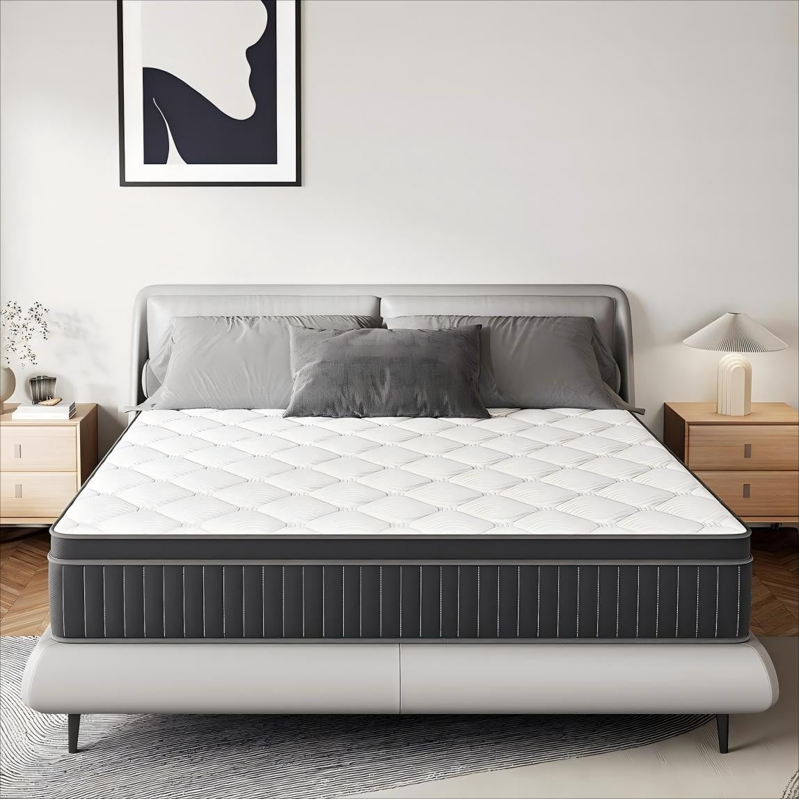 Matelas à ressorts SweDrea 12 pouces, fermeté moyenne, pour soulager les maux de dos et assurer un refroidissement optimal, certifié CertiPUR-US, SGS et OEKO-TEX.