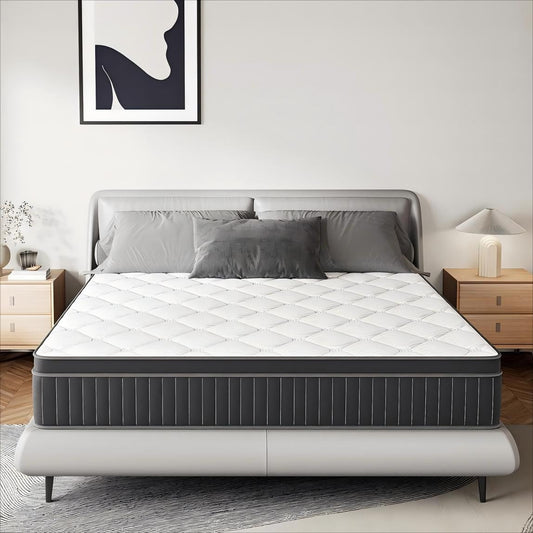 Matelas à ressorts SweDrea 12 pouces, fermeté moyenne, pour soulager les maux de dos et assurer un refroidissement optimal, certifié CertiPUR-US, SGS et OEKO-TEX.