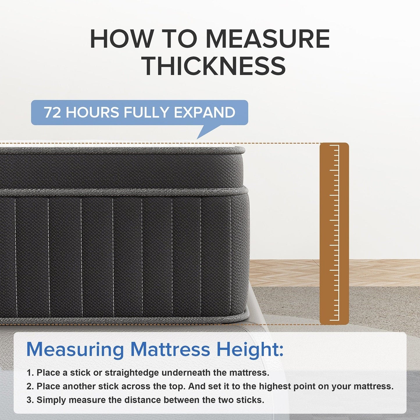 Matelas hybride SweDrea de 30 cm (12 po) avec mousse à mémoire de forme au gel, surcouche de coussin moyenne et ressorts, certifié CertiPUR-US, SGS et OEKO-TEX.