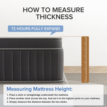 Matelas hybride SweDrea de 30 cm (12 po) avec mousse à mémoire de forme au gel, surcouche de coussin moyenne et ressorts, certifié CertiPUR-US, SGS et OEKO-TEX.