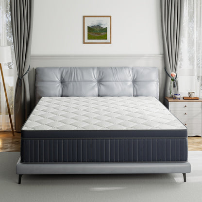 Matelas hybride SweDrea de 30 cm (12 po) avec mousse à mémoire de forme au gel, surcouche de coussin moyenne et ressorts, certifié CertiPUR-US, SGS et OEKO-TEX.