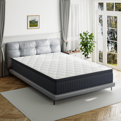 Matelas hybride SweDrea de 30 cm (12 po) avec mousse à mémoire de forme au gel, surcouche de coussin moyenne et ressorts, certifié CertiPUR-US, SGS et OEKO-TEX.