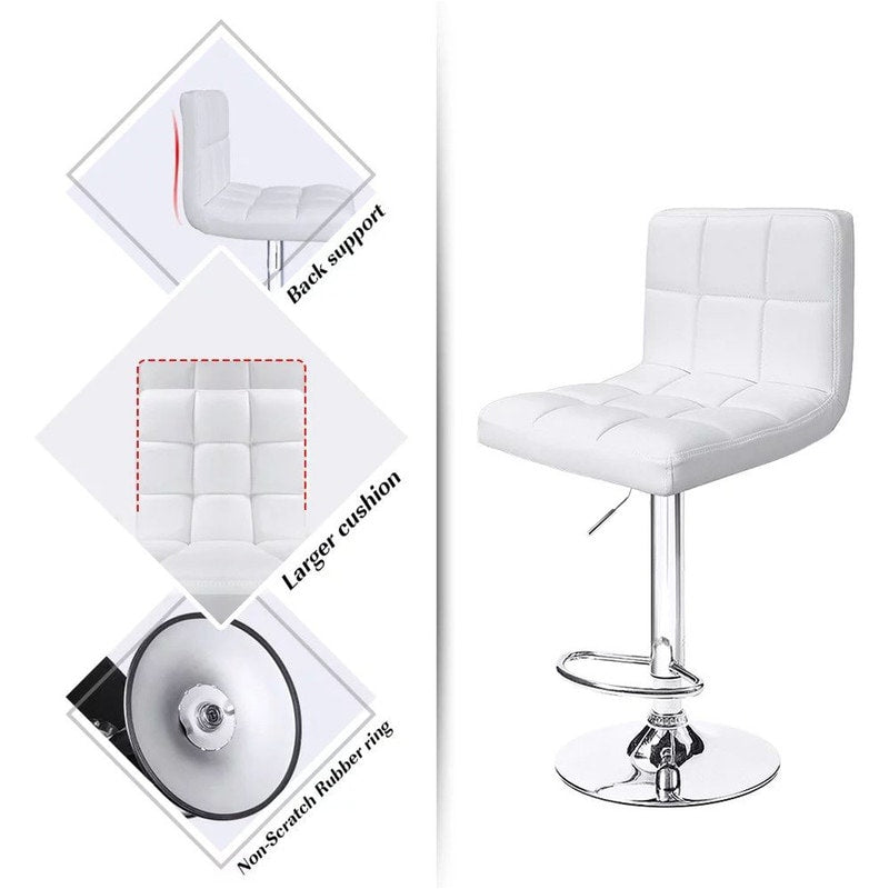 Bar Stools Adjustable Armless Swivel PU Leather Barstools Set of 2