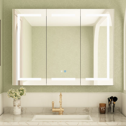 Armoire à pharmacie de salle de bain avec miroir LED anti-buée 6000K, armoire murale blanche.