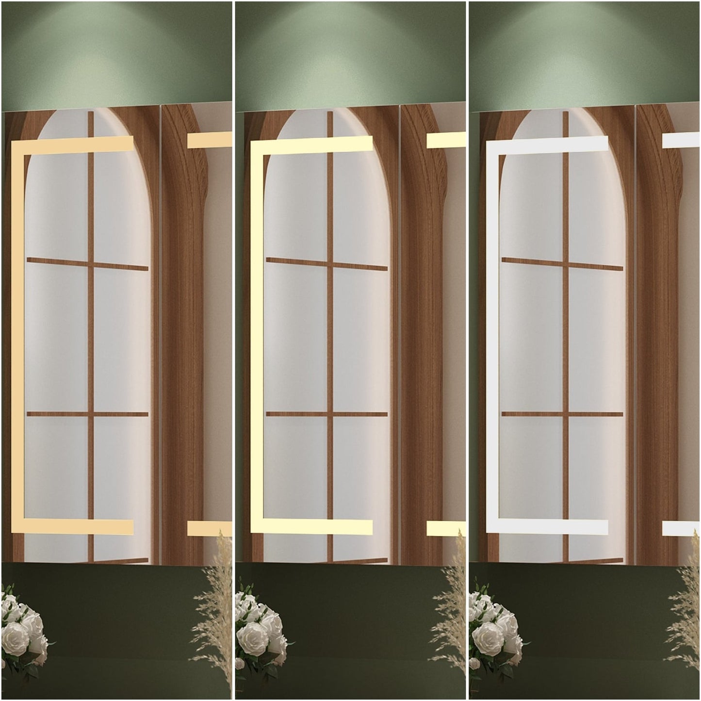 Armoire à pharmacie de salle de bain avec miroir LED anti-buée 6000K, armoire murale blanche.