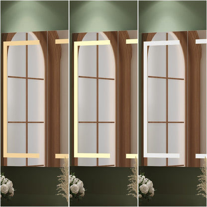 Armoire à pharmacie de salle de bain avec miroir LED anti-buée 6000K, armoire murale blanche.