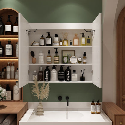 Armoire à pharmacie de salle de bain avec miroir LED anti-buée 6000K, armoire murale blanche.