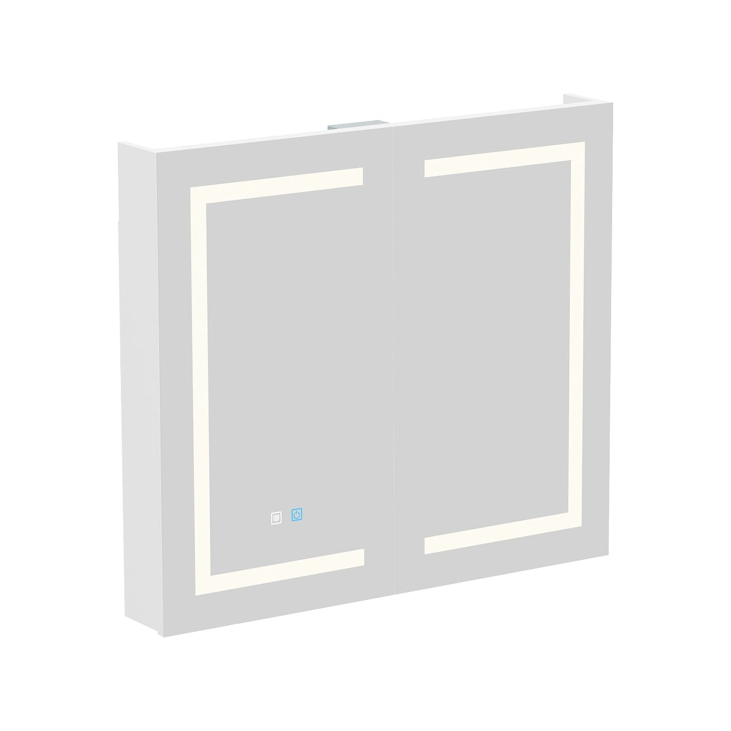 Armoire à pharmacie de salle de bain avec miroir LED anti-buée 6000K, armoire murale blanche.