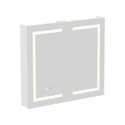 Armoire à pharmacie de salle de bain avec miroir LED anti-buée 6000K, armoire murale blanche.