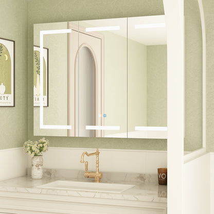 Armoire à pharmacie de salle de bain avec miroir LED anti-buée 6000K, armoire murale blanche.