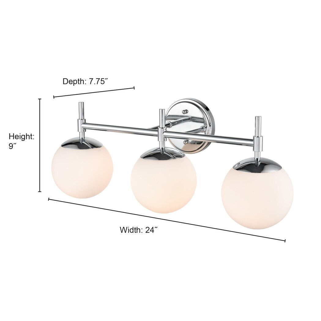 929 Lighting Lustre de salle de bain à 3 lumières, disponible en plusieurs finitions avec abat-jours en verre opale.