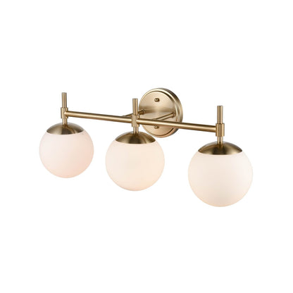 929 Lighting Lustre de salle de bain à 3 lumières, disponible en plusieurs finitions avec abat-jours en verre opale.