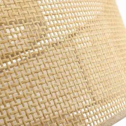 Luminaire à suspension à 5 lumières Bayou, style côtier, noir, avec abat-jour double en rotin - 61 cm de largeur