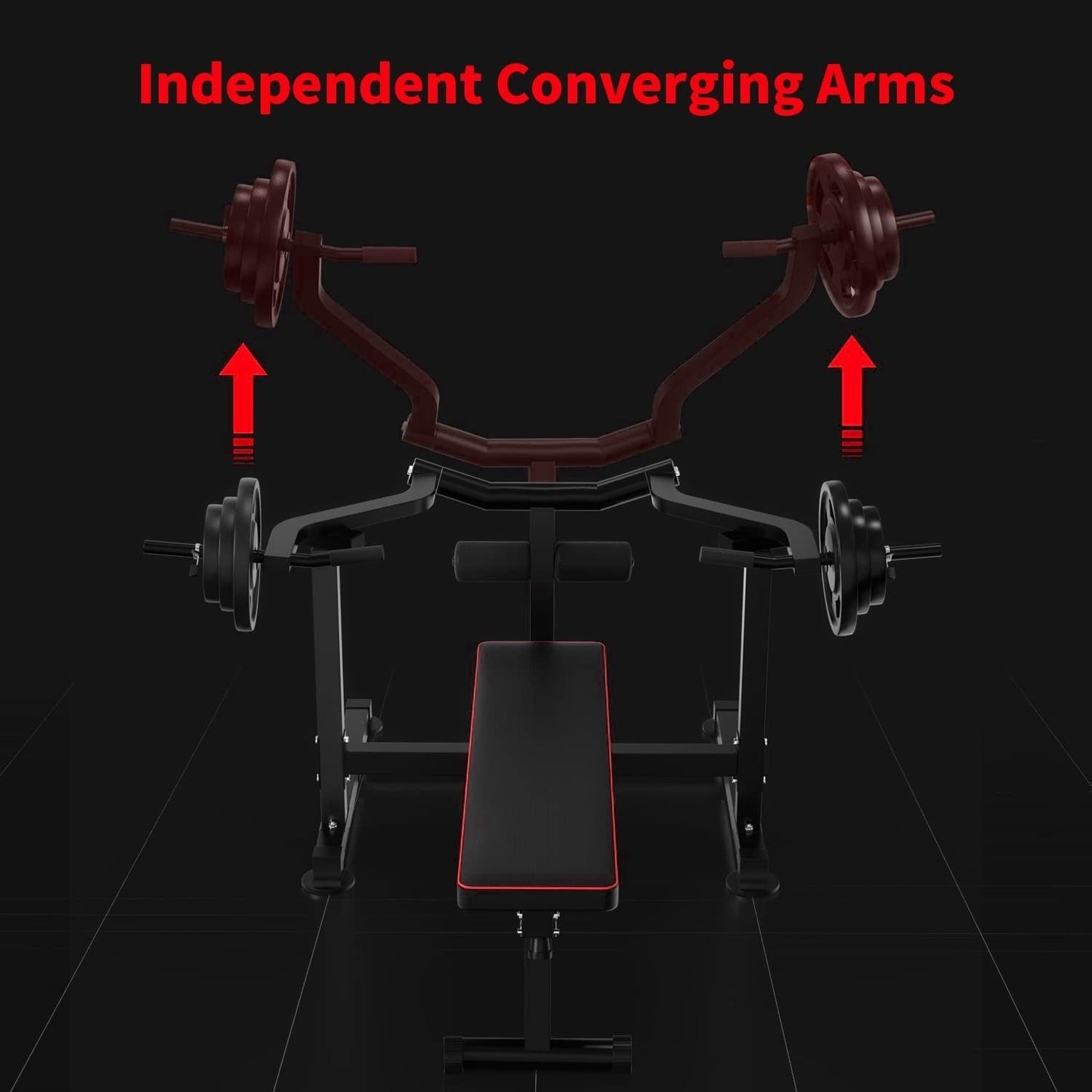 Ensemble de banc de musculation et de machine de presse pectorale Zenova avec bras indépendants convergents et support pour haltères