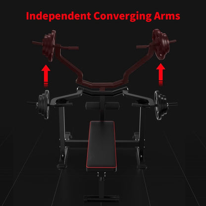 Ensemble de banc de musculation et de machine de presse pectorale Zenova avec bras indépendants convergents et support pour haltères