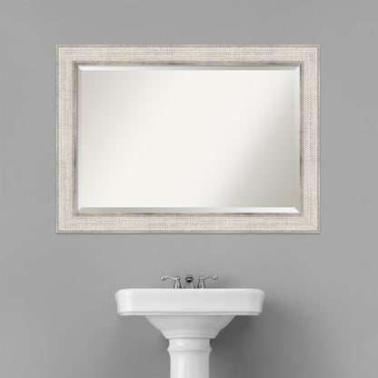 Miroir mural de salle de bain en bois biseauté - Cadre argenté Trellis - Trellis Argenté