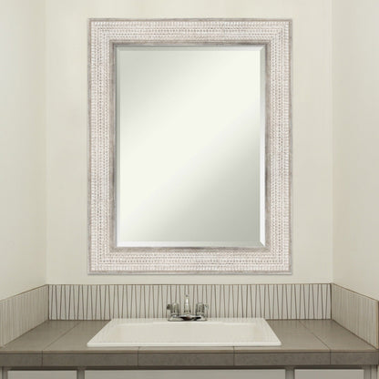 Miroir mural de salle de bain en bois biseauté - Cadre argenté Trellis - Trellis Argenté