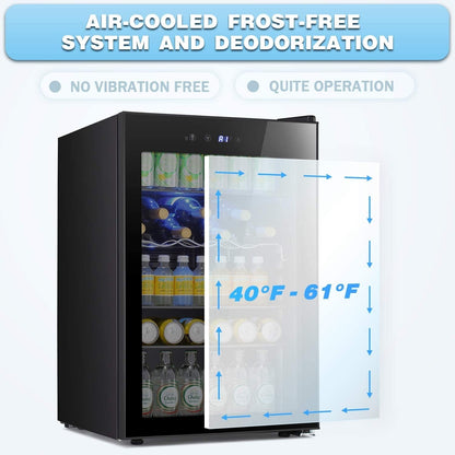 Cave à vin de 4,4 pi3 avec lumières LED et boutons tactiles, étagères amovibles, moins de 38 dB